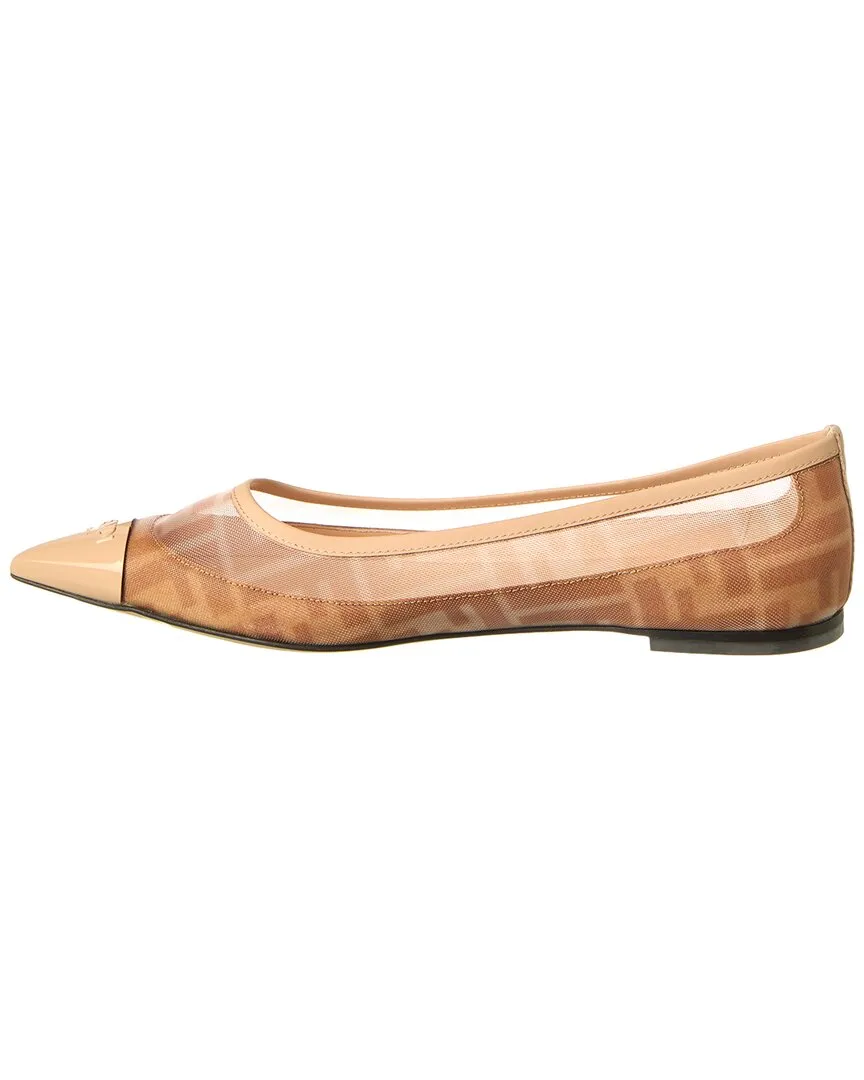 FENDI Colibri Mesh & Leather Ballerina Flat