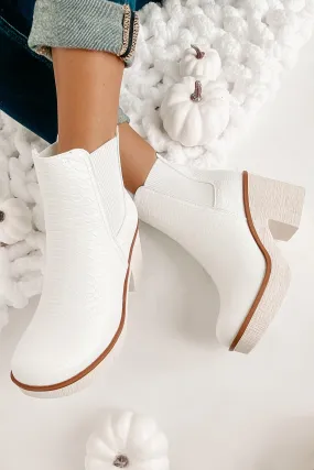 Flashback Favorites Textured Faux Leather Platform Booties (White)