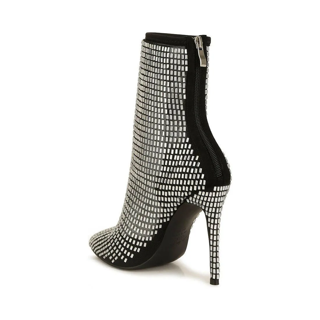 Fortunate Rhinestones Embellished Mesh Boots