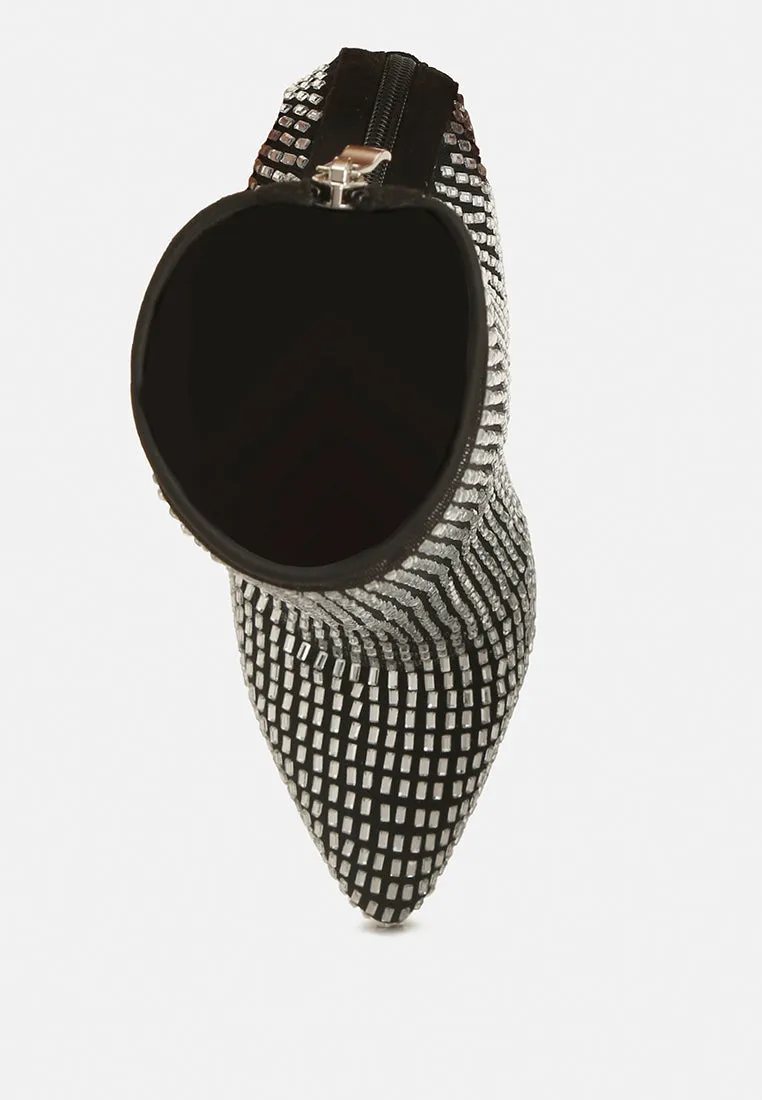fortunate rhinestones embellished mesh boots