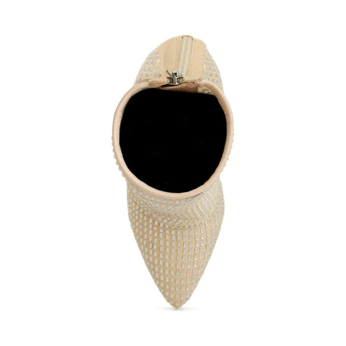 Fortunate Rhinestones Embellished Mesh Boots