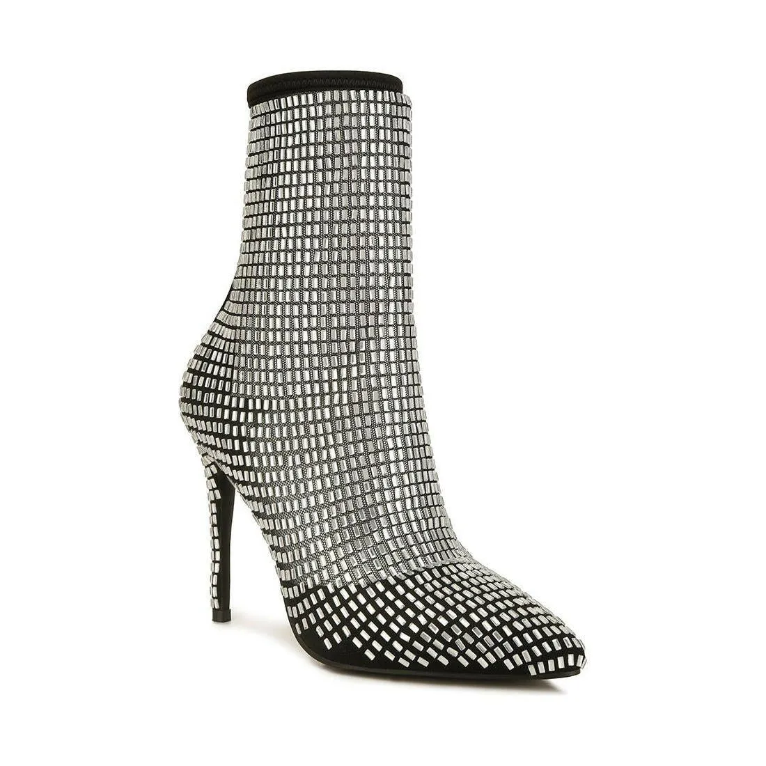 Fortunate Rhinestones Embellished Mesh Boots