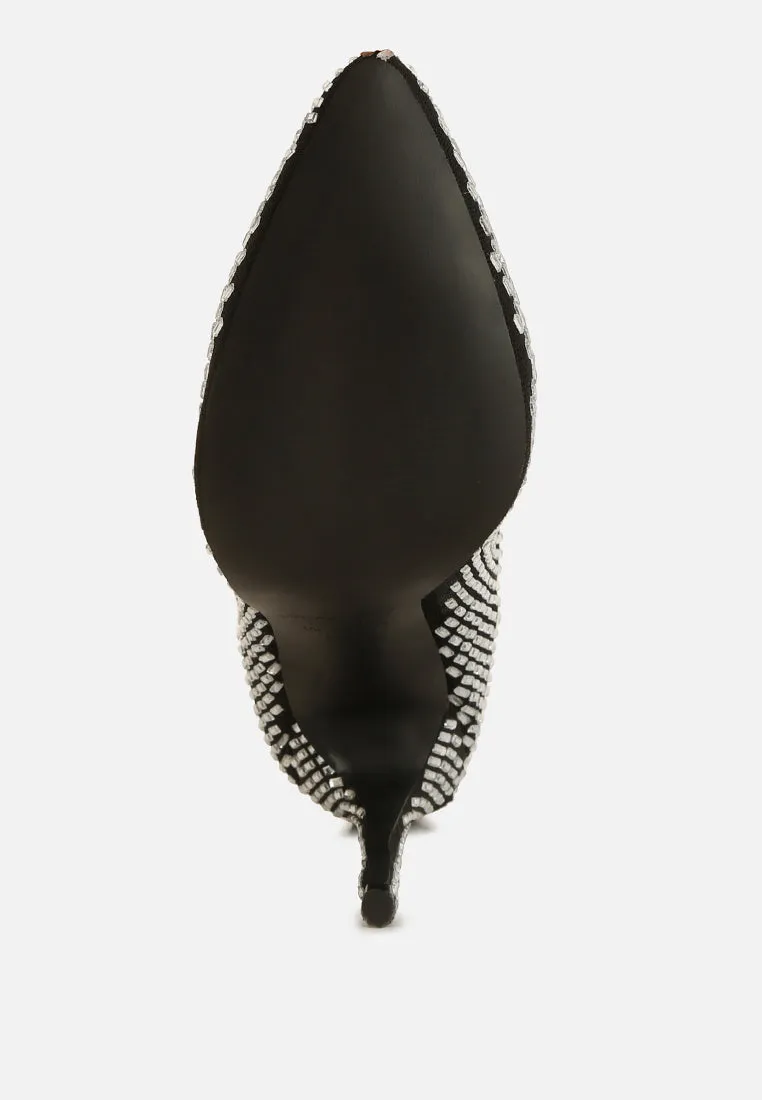 fortunate rhinestones embellished mesh boots