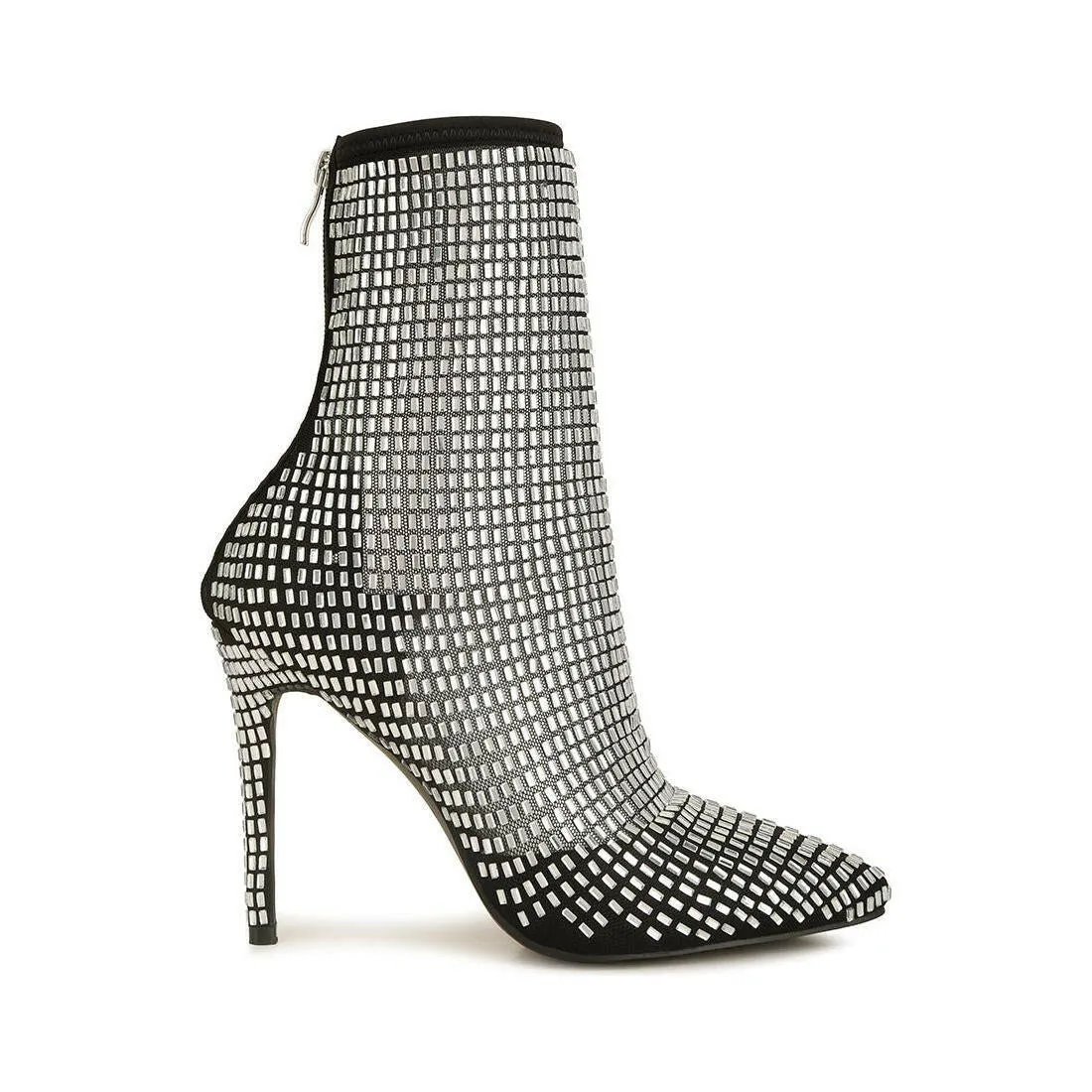 Fortunate Rhinestones Embellished Mesh Boots