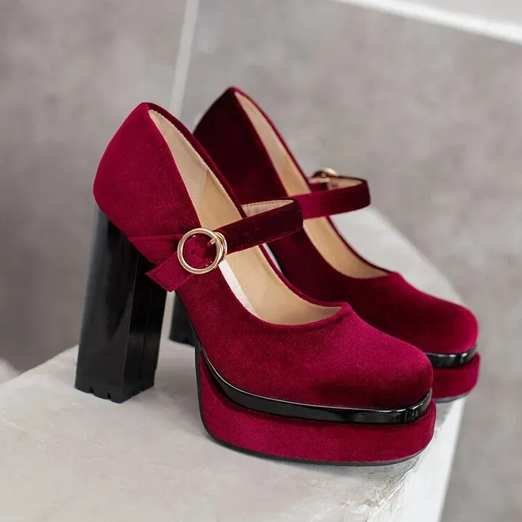 Funki Buys | Shoes | Women's Luxury Velour Mary Jane Pumps