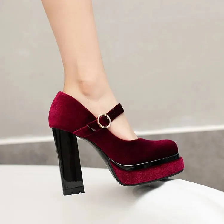 Funki Buys | Shoes | Women's Luxury Velour Mary Jane Pumps