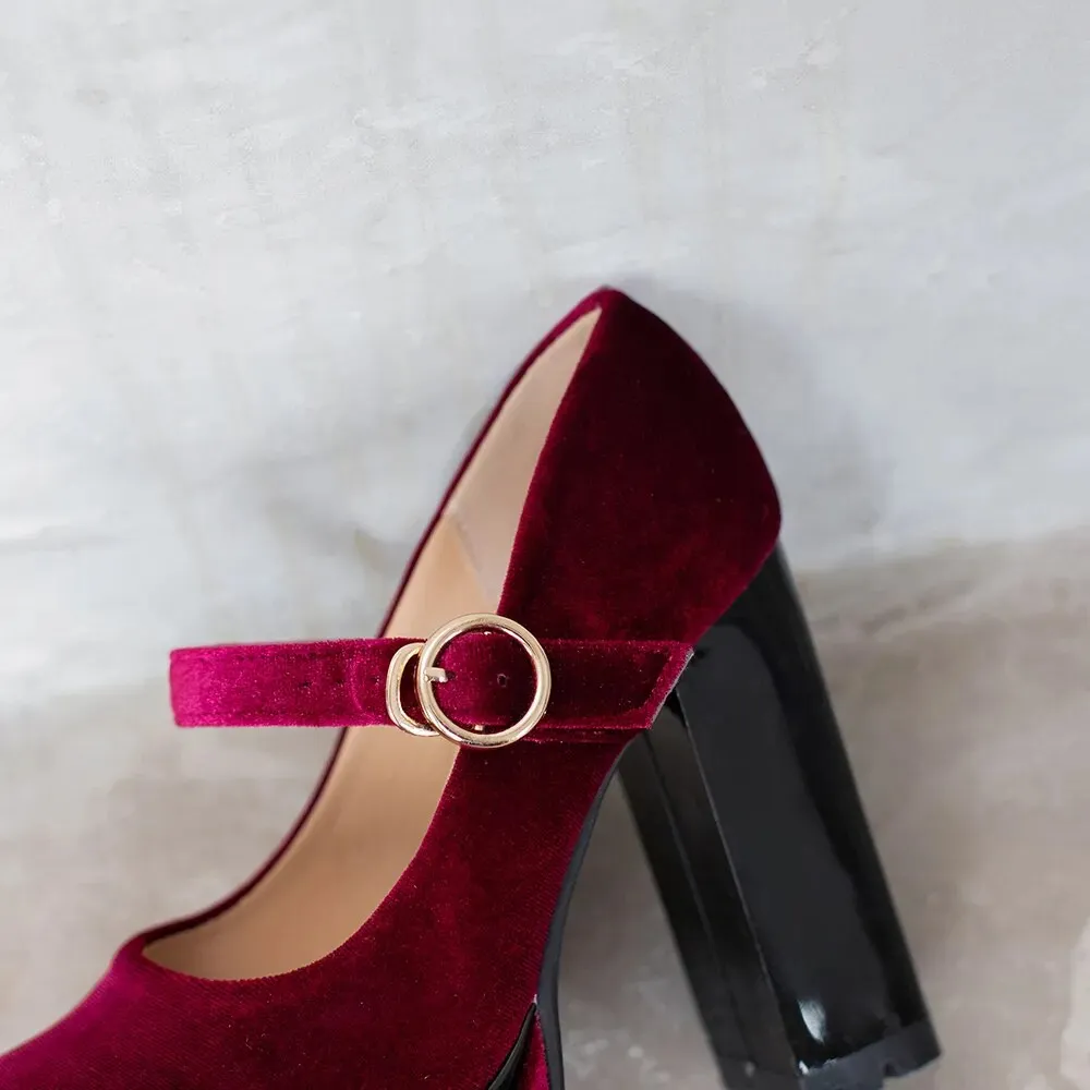 Funki Buys | Shoes | Women's Luxury Velour Mary Jane Pumps