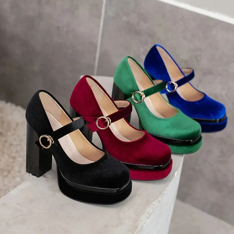 Funki Buys | Shoes | Women's Luxury Velour Mary Jane Pumps