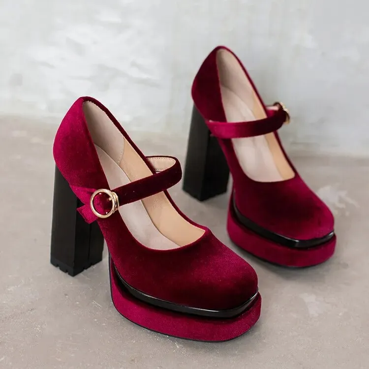 Funki Buys | Shoes | Women's Luxury Velour Mary Jane Pumps