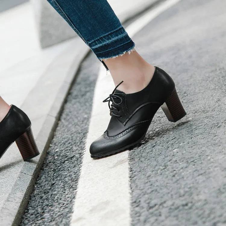 Girls's Lace Up Chunky Heel Shoes