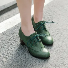 Girls's Lace Up Chunky Heel Shoes