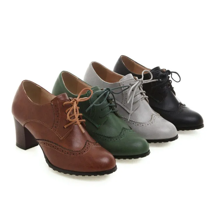 Girls's Lace Up Chunky Heel Shoes