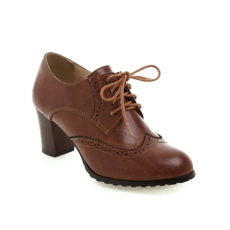 Girls's Lace Up Chunky Heel Shoes