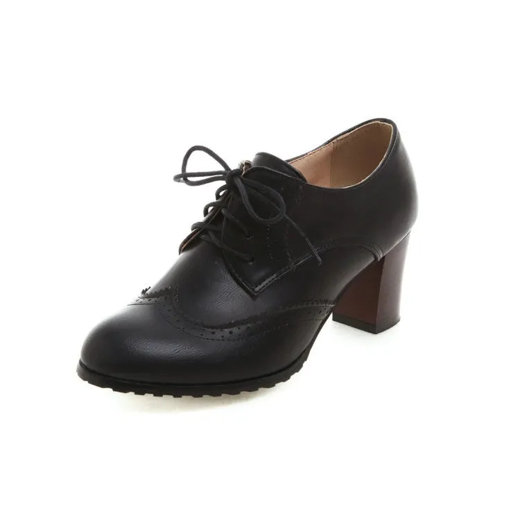 Girls's Lace Up Chunky Heel Shoes