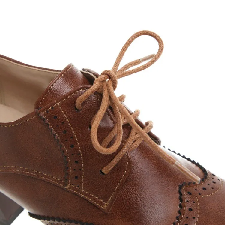 Girls's Lace Up Chunky Heel Shoes