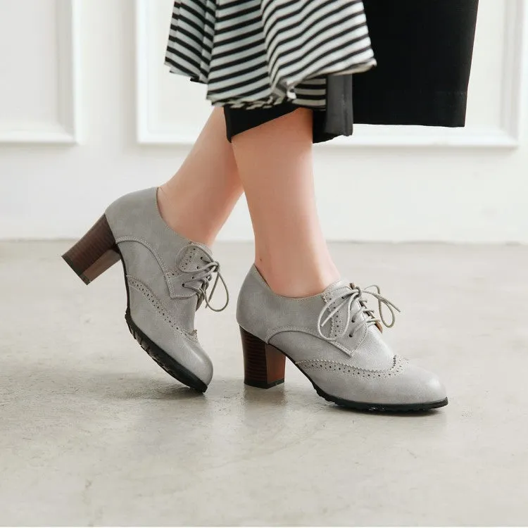 Girls's Lace Up Chunky Heel Shoes