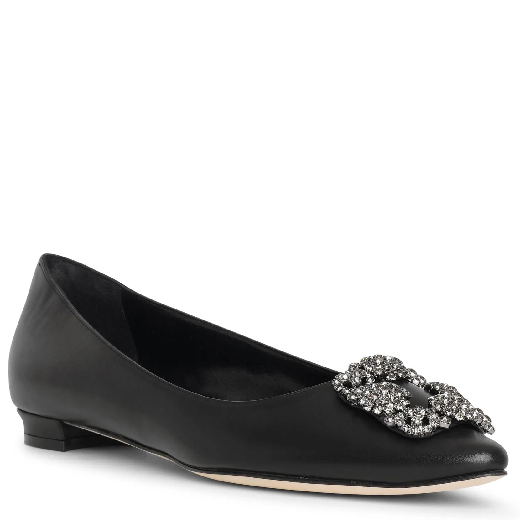 Hangisi flat black leather ballerinas