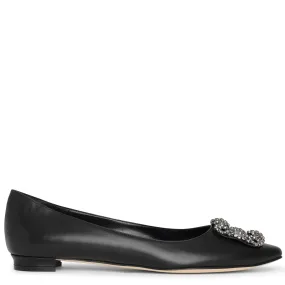 Hangisi flat black leather ballerinas