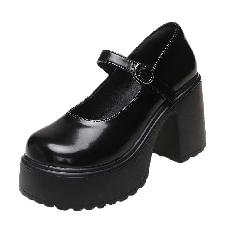 Hnzxzm Fashion White Platform Pumps for Women Super High Heels Buckle Strap Mary Jane Shoes Woman Goth Thick Heeled Party Shoes Ladies