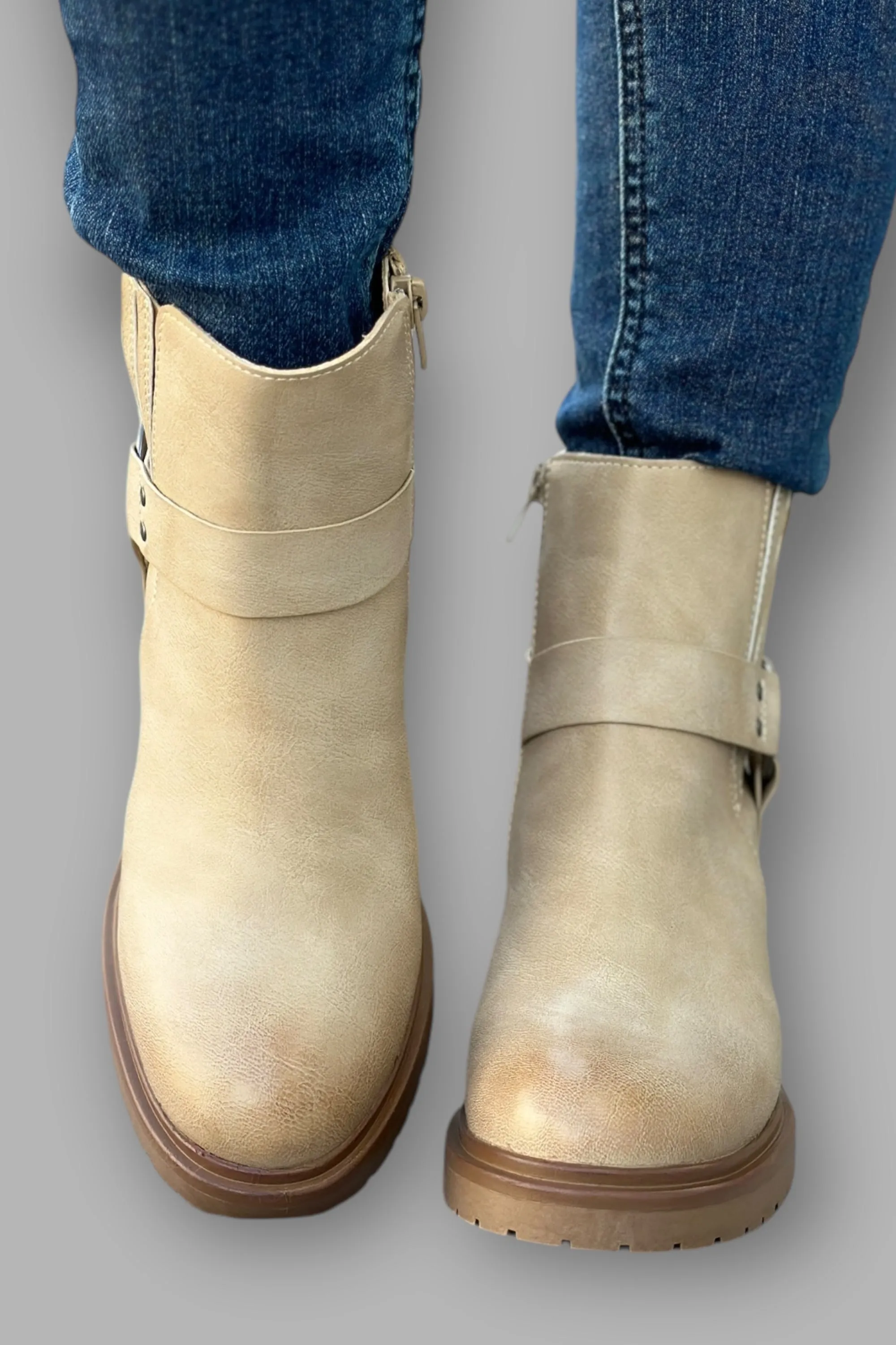 Jayden Motorcycle Booties - Khaki