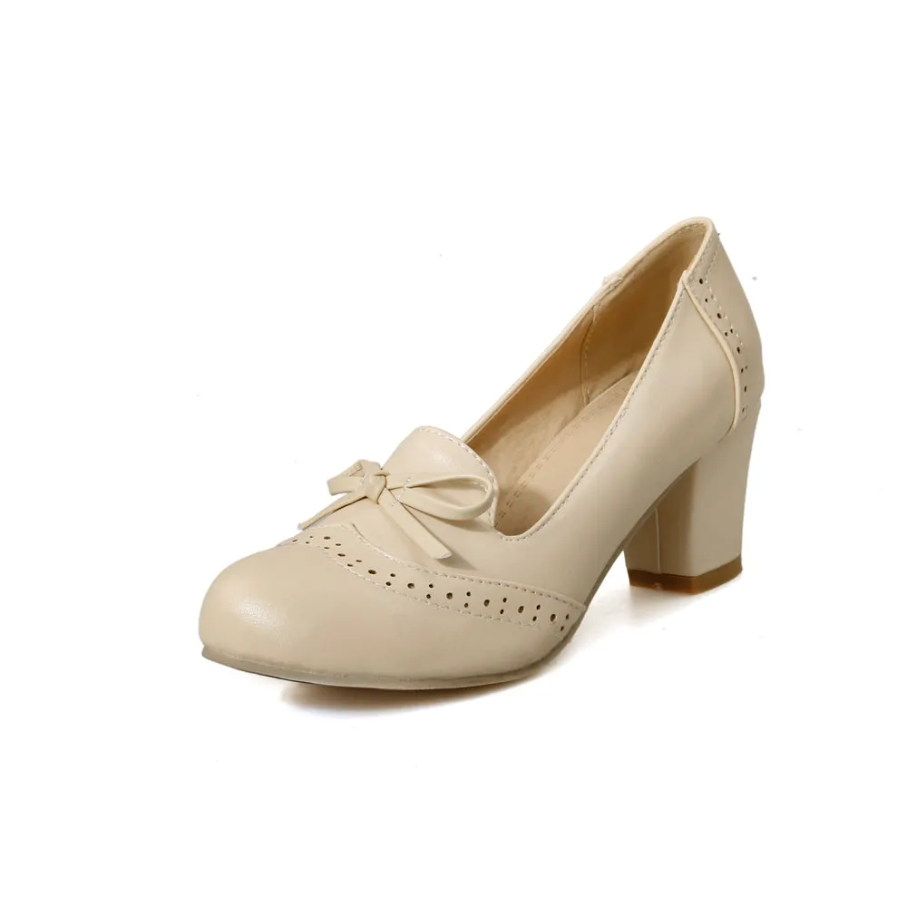 Ladies Sweet Princess Thick Heel Shallow Mouth Shoes Woman Chunky Pumps