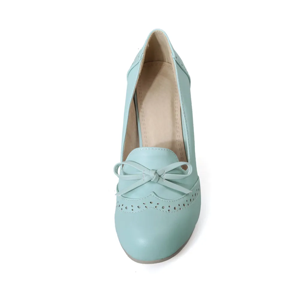 Ladies Sweet Princess Thick Heel Shallow Mouth Shoes Woman Chunky Pumps