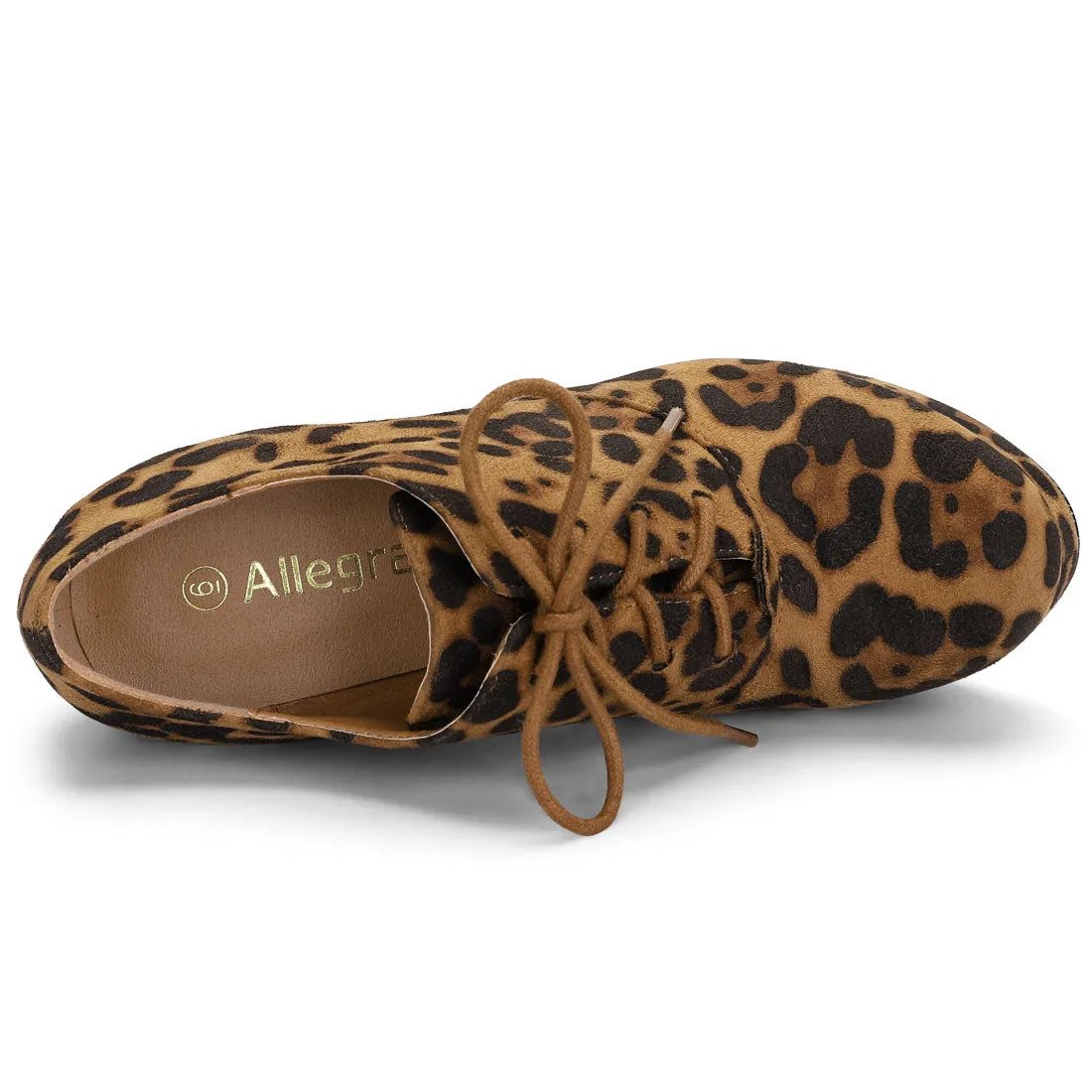 Leopard Print Platform Chunky Heel Lace Up Booties