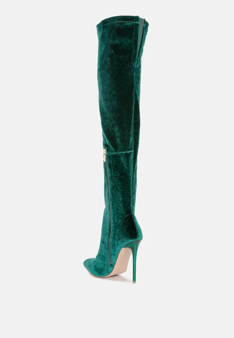 madman stretch velvet high heel boots