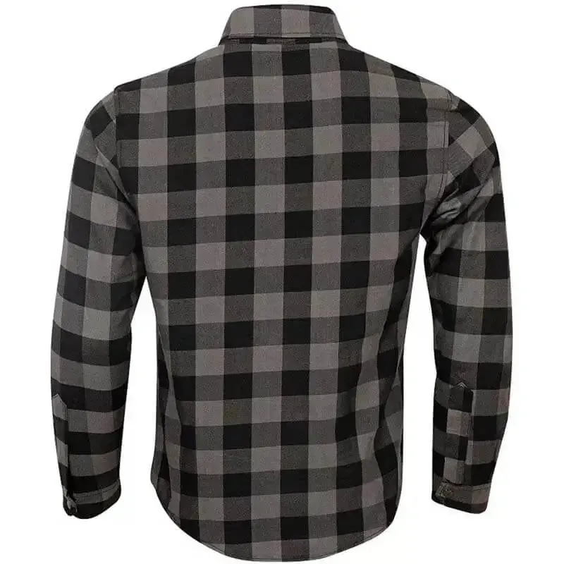Men's Gray Kevlar® Lined CE Armored Motorcycle Flannel Shirt – Protective