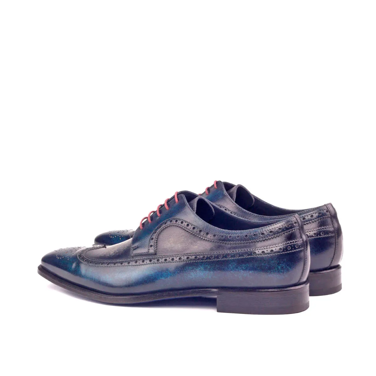 Men's Longwing Blucher Shoes Patina Leather Wide Plus Size Blue Grey 2612