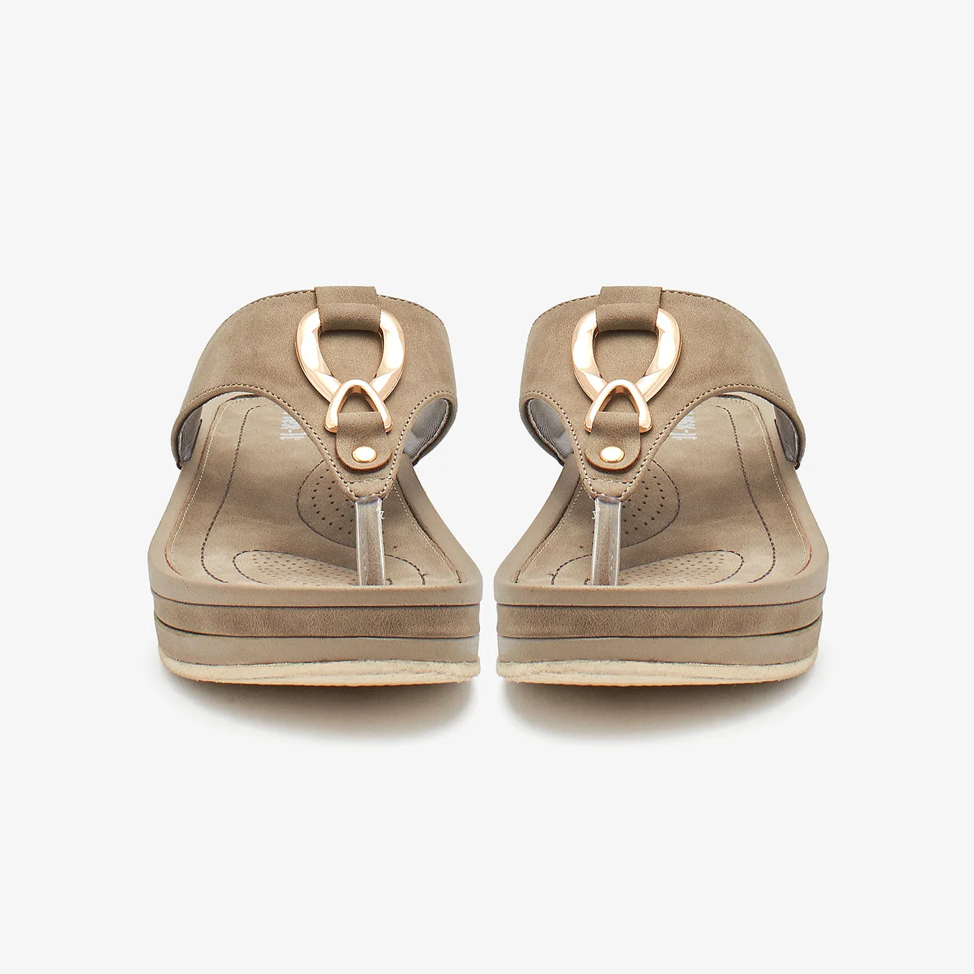 Metallic Buckle Thong Women Chappals