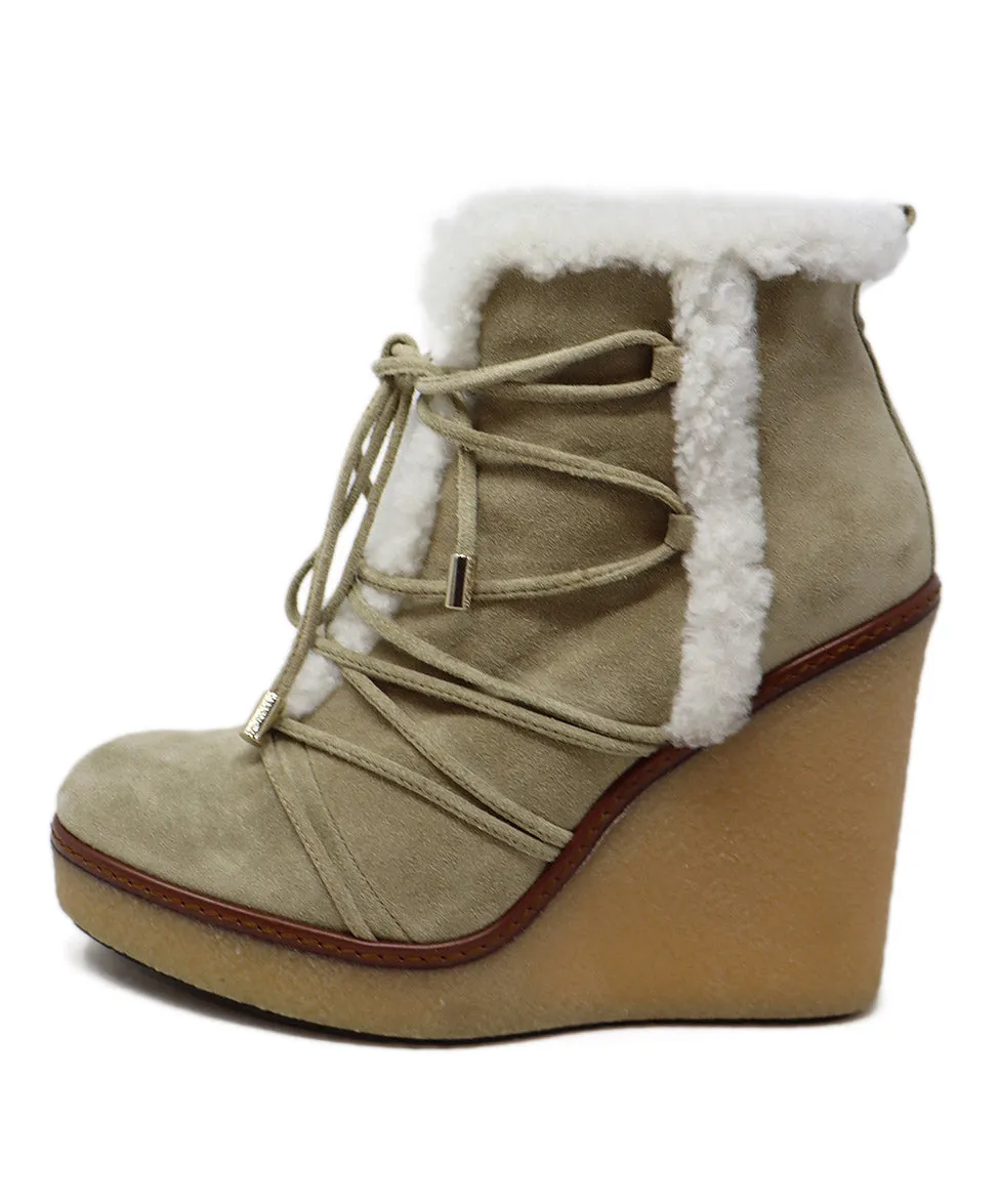 Moncler Beige Suede Shearling Booties sz 7