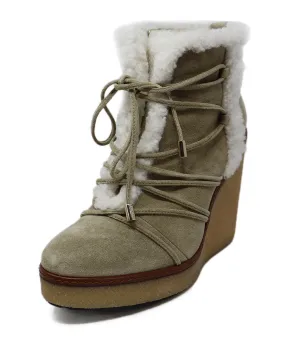 Moncler Beige Suede Shearling Booties sz 7