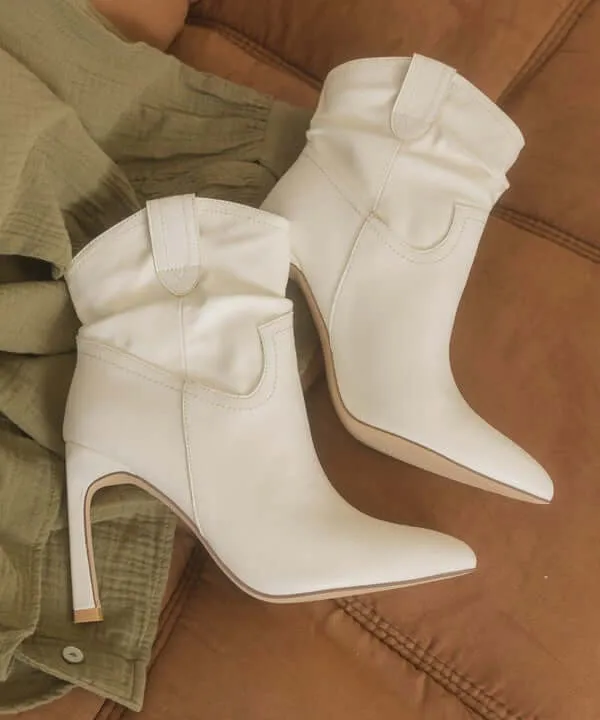 Oasis Society Kate - White Slim Heel Booties Boots