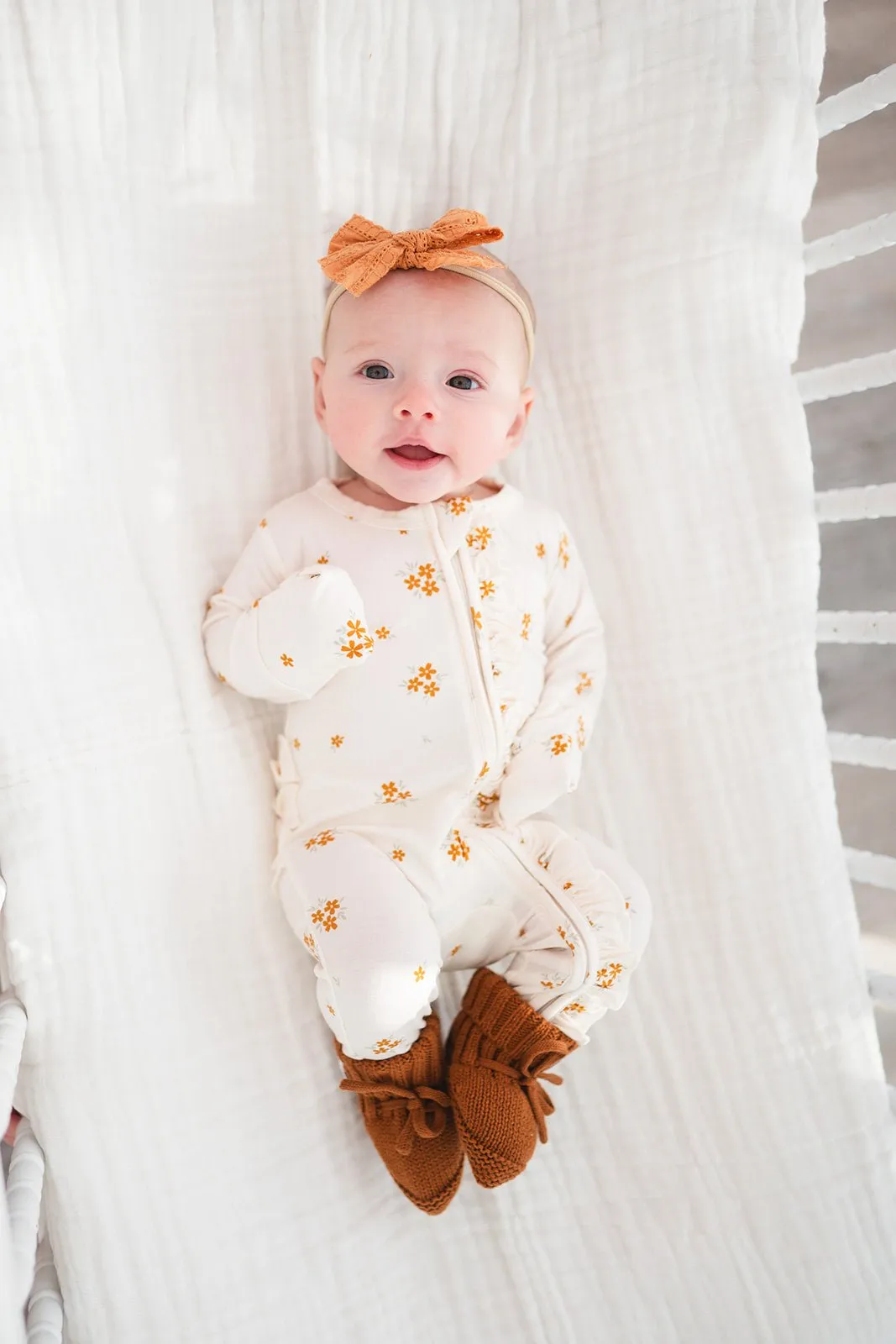 Organic Knit Booties - Caramel