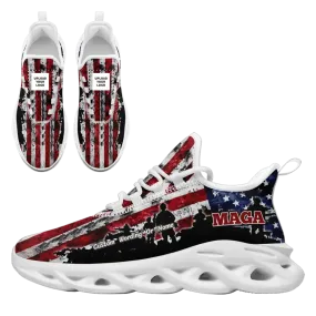 Personalized America Flag Sneakers, Custom MAGA Patriotic Shoes, Comfortable Running Shoes