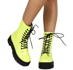 Platform Booties Neon Yellow