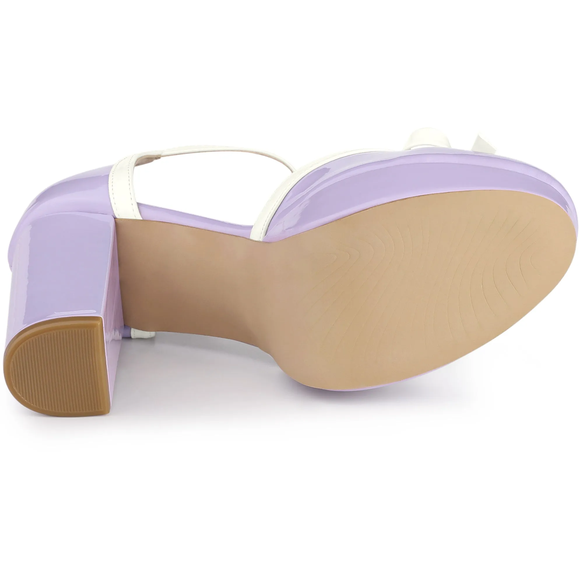 Platform Bow T Strap Chunky Heel Pumps