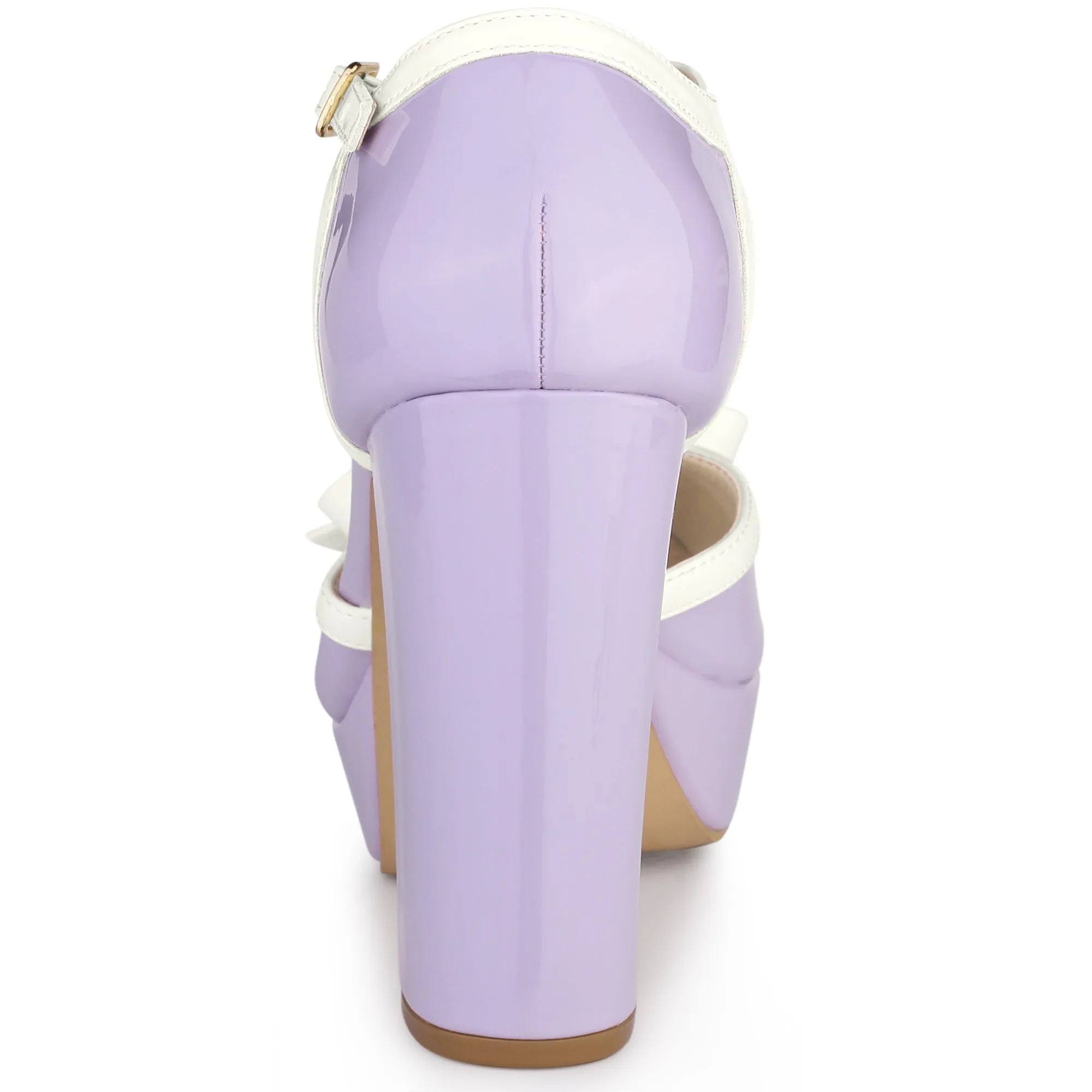 Platform Bow T Strap Chunky Heel Pumps