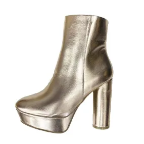Platform High Heel Booties Rose Gold