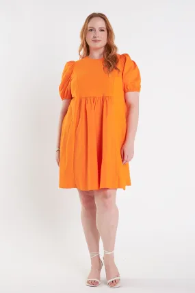 Plus Size Mixed Media Babydoll Mini Dress