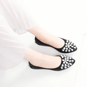 Pointed Close Toe Oxford Rhinestone Flats