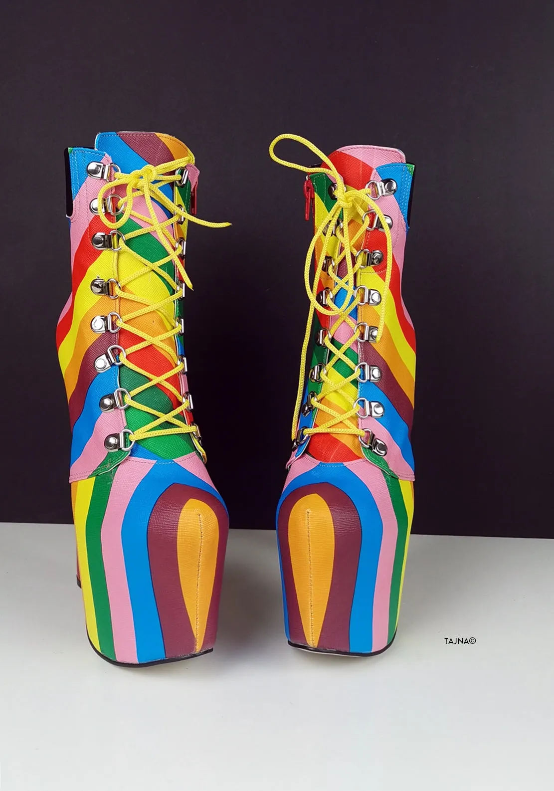 Rainbow Lace Up Love Boots