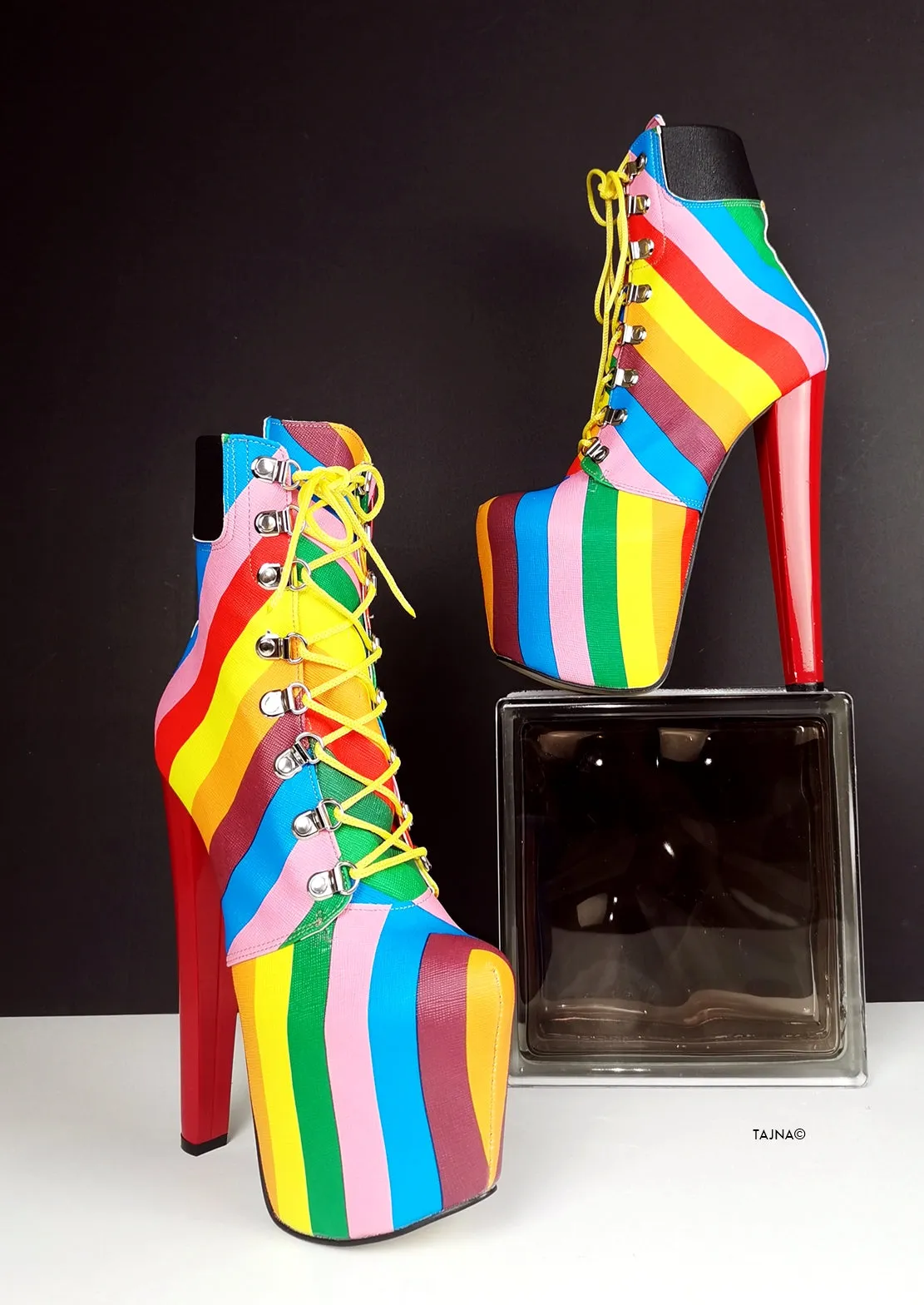 Rainbow Lace Up Love Boots
