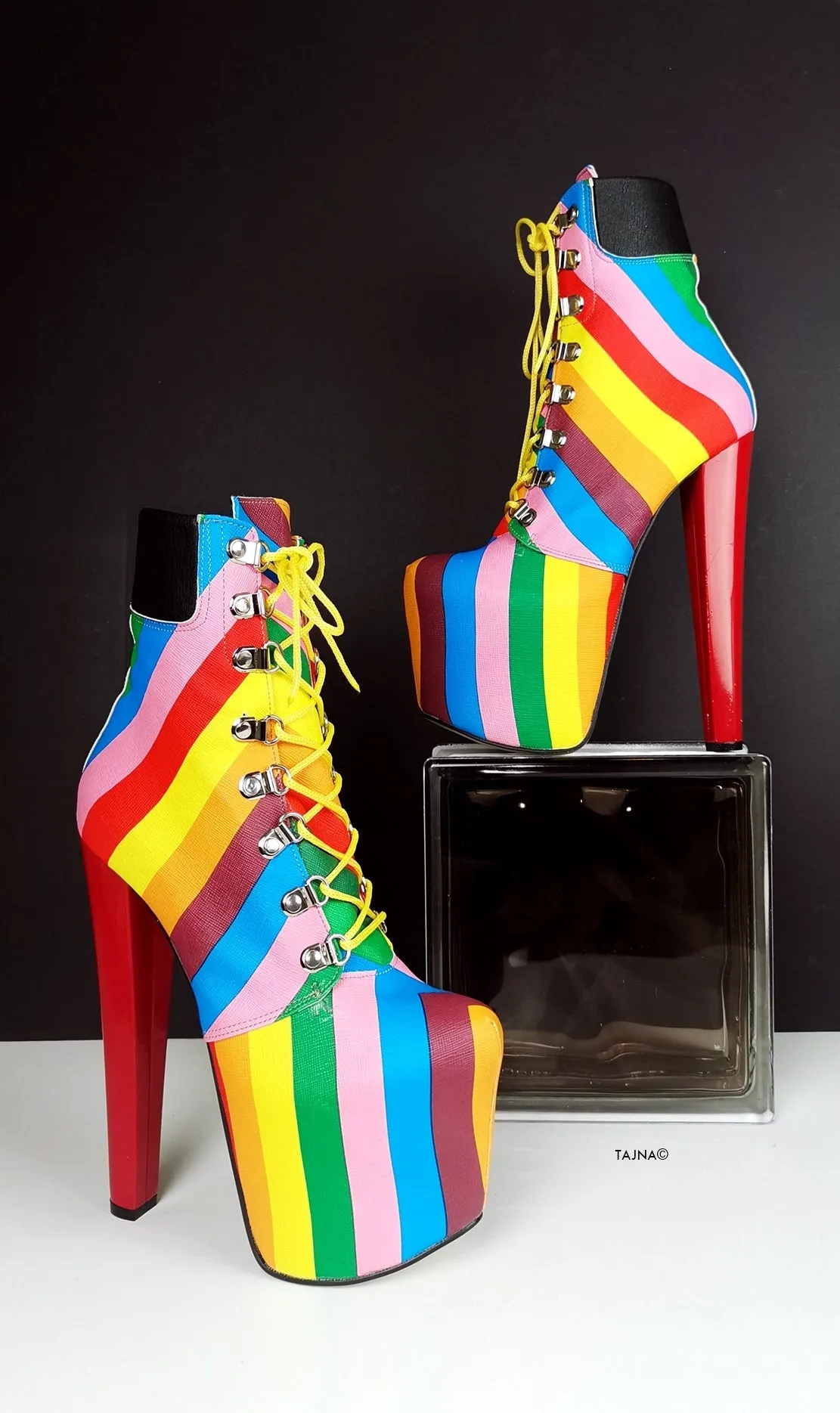 Rainbow Lace Up Love Boots