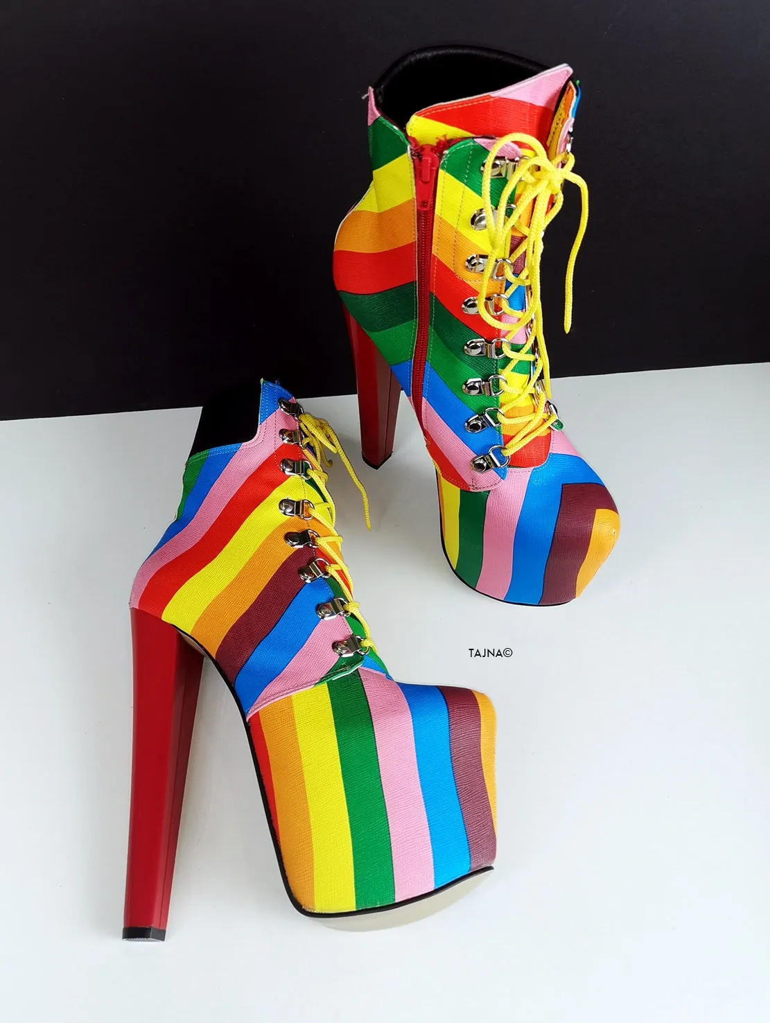 Rainbow Lace Up Love Boots