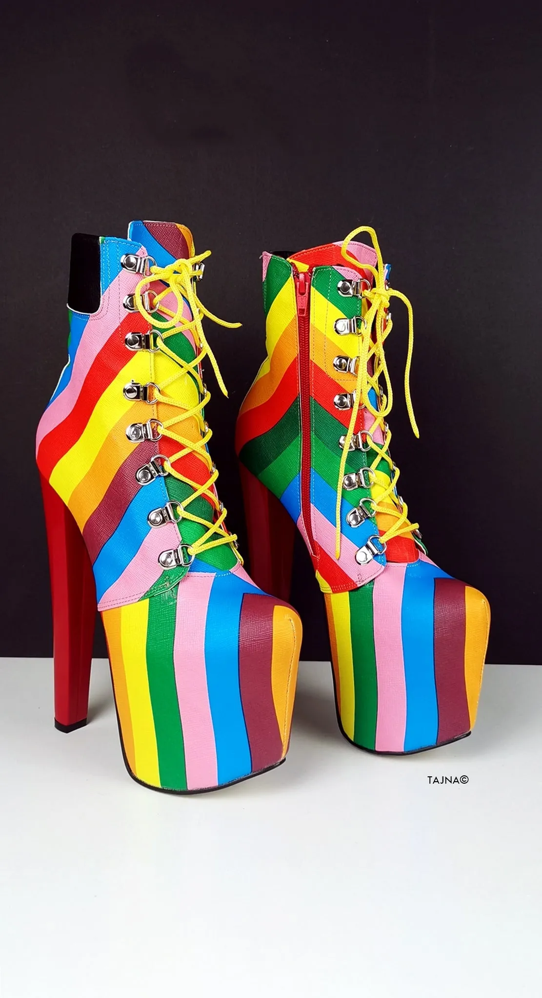 Rainbow Lace Up Love Boots