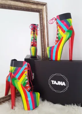 Rainbow Timber Style Lace Up Boots