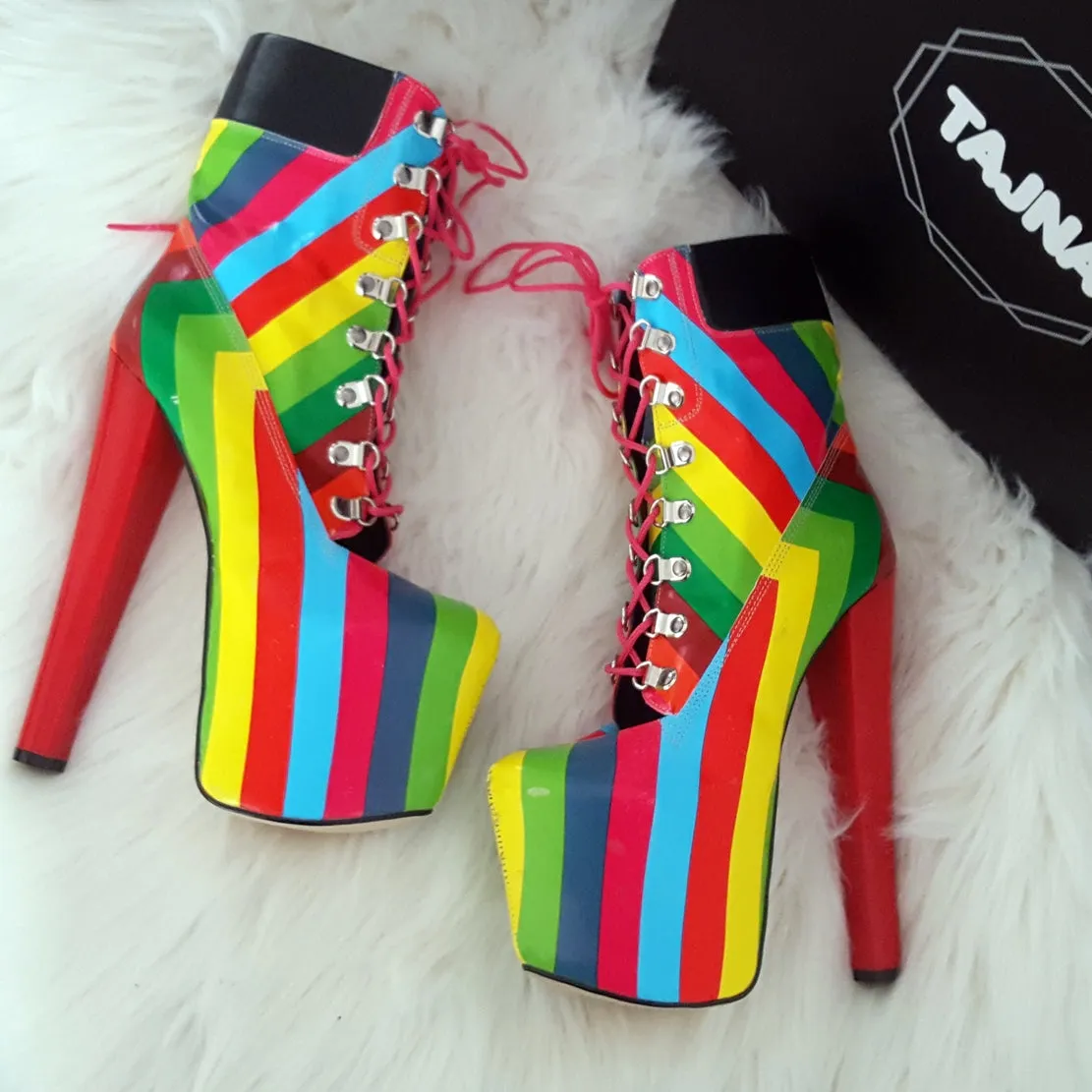 Rainbow Timber Style Lace Up Boots