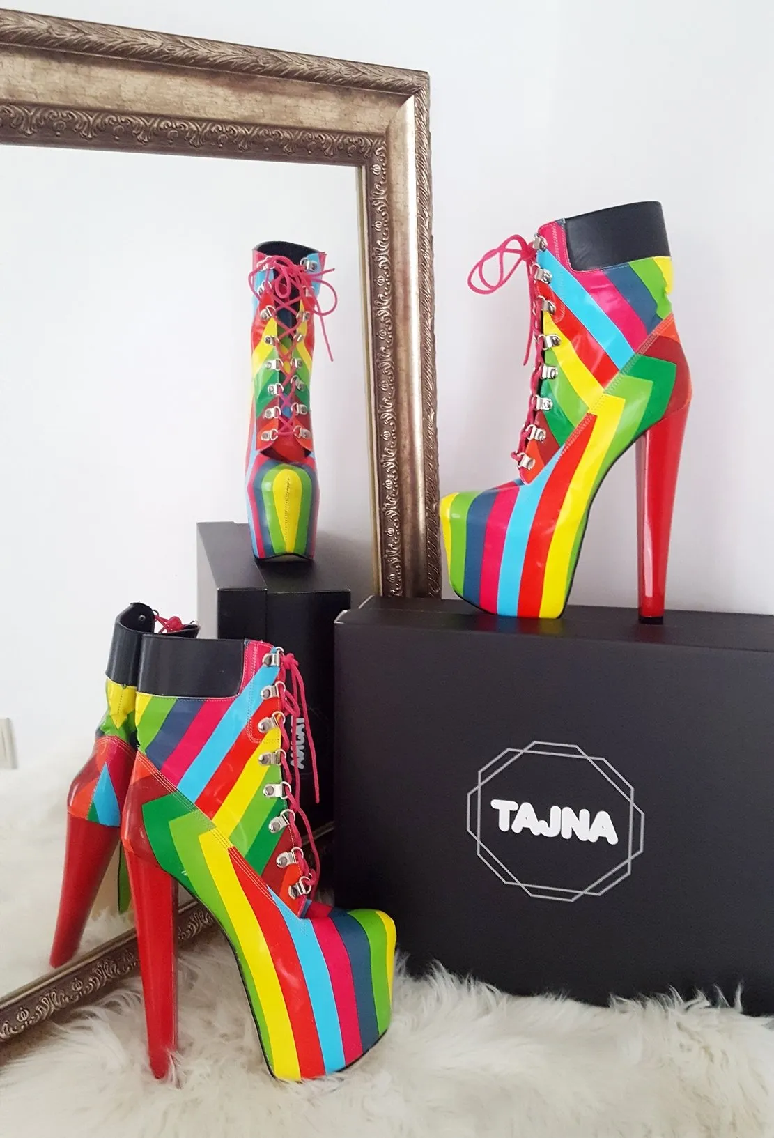Rainbow Timber Style Lace Up Boots